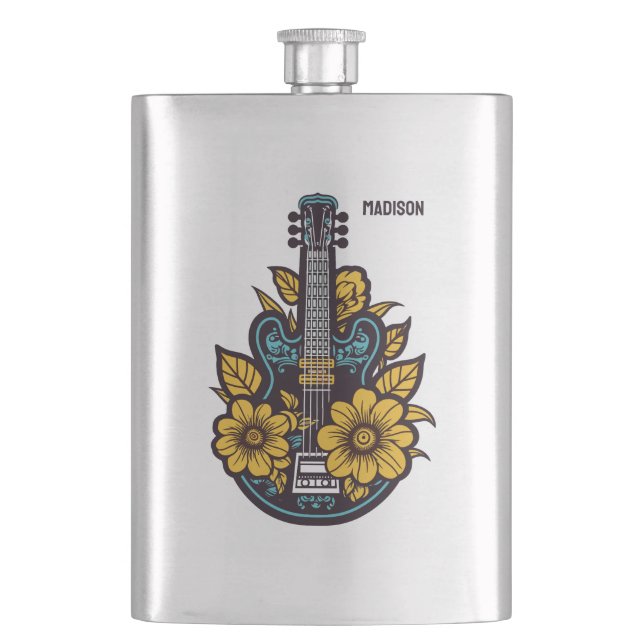 Custom Name & Colour Ukulele Hip Flask (Front)