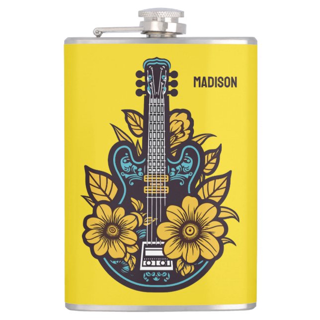 Custom Name & Colour Ukulele Hip Flask (Front)