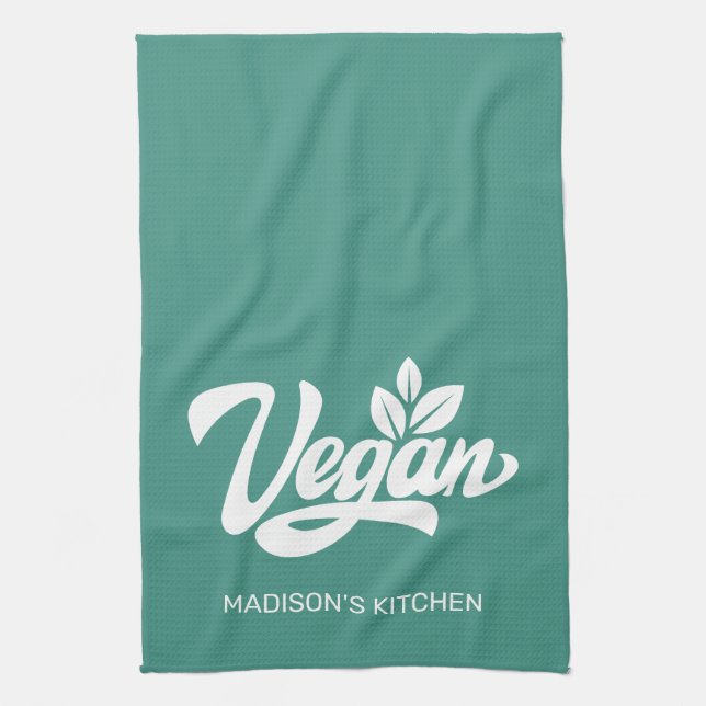 Custom Name & Colour Vegan Tea Towel (Vertical)