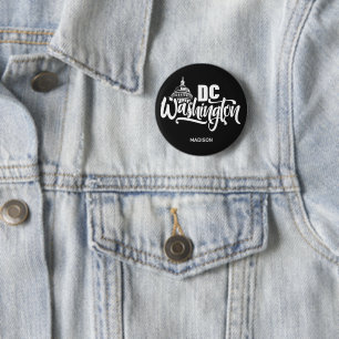 Custom Name & Colour Washington DC 6 Cm Round Badge