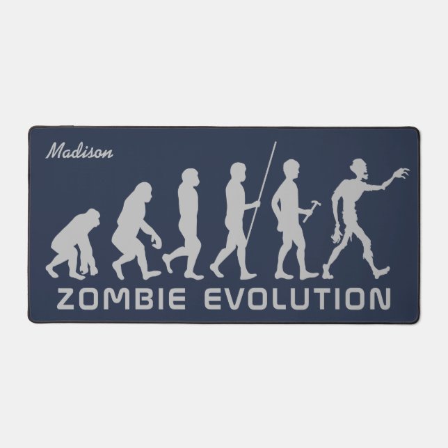 Custom name & colour Zombie Evolution beach towel Desk Mat (Front)