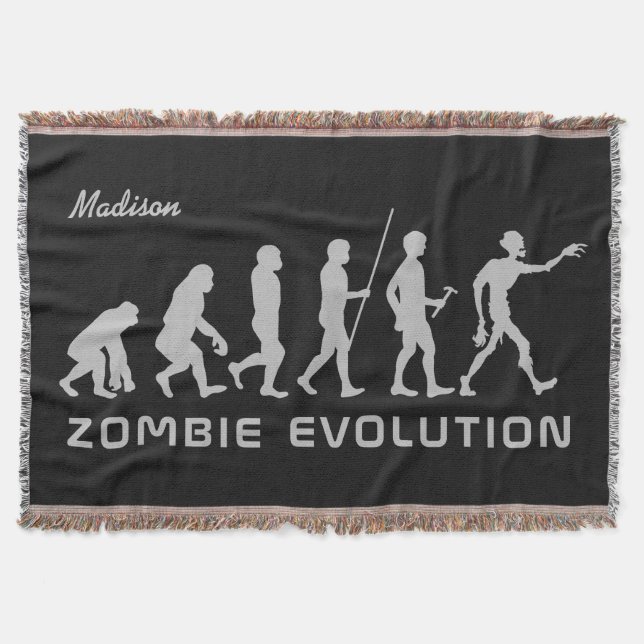 Custom name & colour Zombie Evolution throw blanke Blanket (Front)