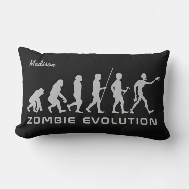 Custom name & colour Zombie Evolution throw pillow (Front)