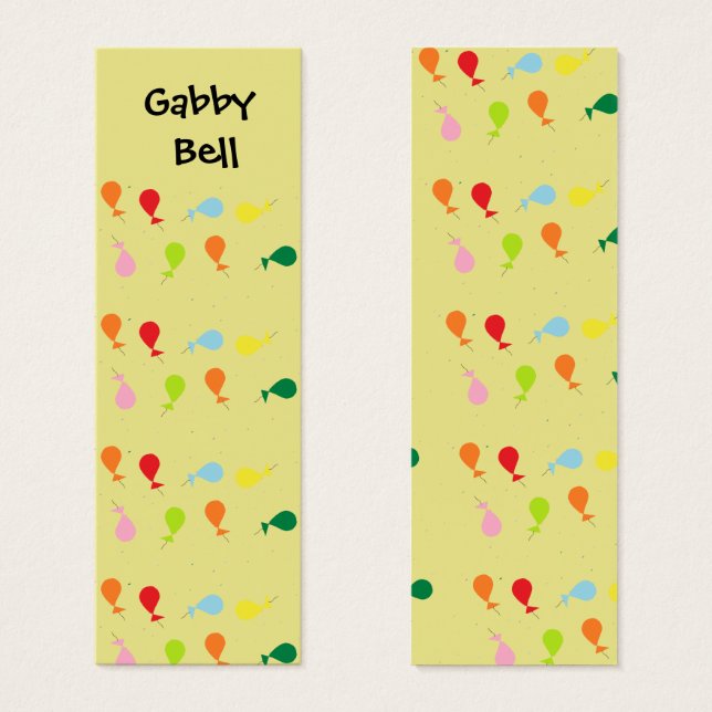 Custom name colourful balloons bookmark (Front & Back)