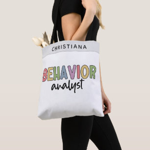 Custom Name Colourful Behaviour Analyst Tote Bag