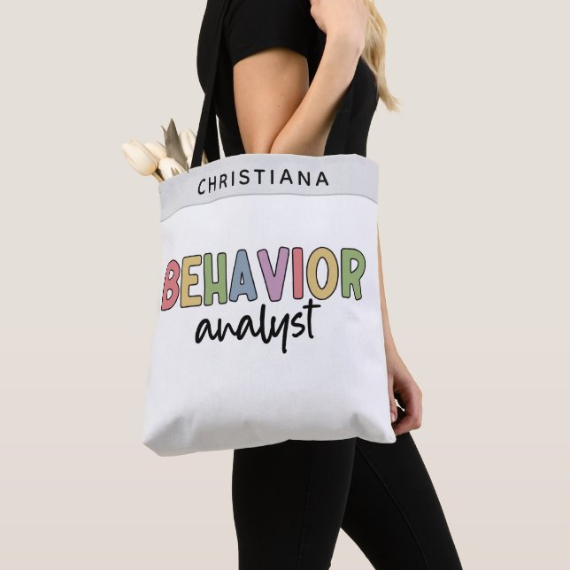 Custom Name Colourful Behaviour Analyst Tote Bag (Close Up)