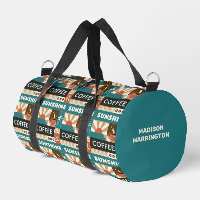 Custom Name Colourful Coffee Quotes Duffle Bag (Left Corner)
