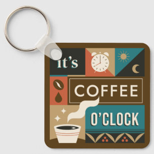 Custom Name Colourful Coffee Quotes Key Ring