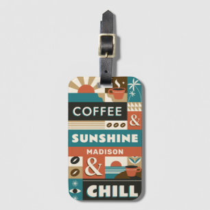 Custom Name Colourful Coffee Quotes Luggage Tag