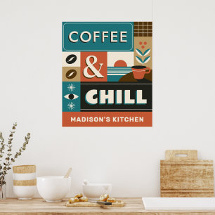 Custom Name Colourful Coffee Quotes Poster