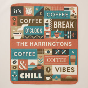 Custom Name Colourful Coffee Quotes Sherpa Blanket