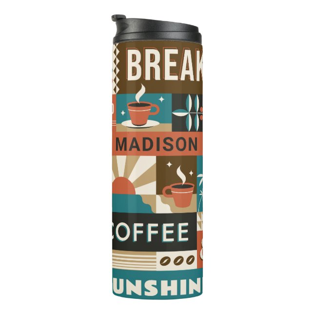 Custom Name Colourful Coffee Quotes Thermal Tumbler (Rotated Right)
