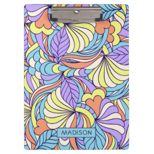 Custom name Colourful Doodles clipboard