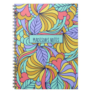 Custom name Colourful Doodles notebook