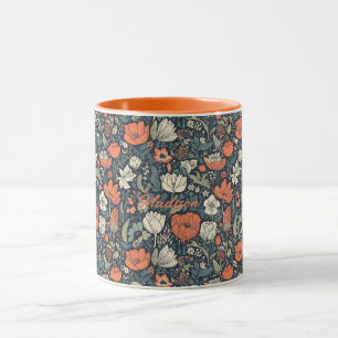 Custom Name Colourful Flower Pattern Mug