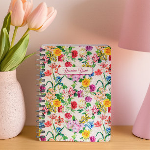 Custom Name Colourful Flowers Floral Feminine Girl Planner