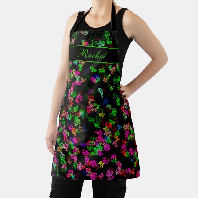 Custom Name Colourful Glow Abstract Patterns Cute Apron (Insitu)