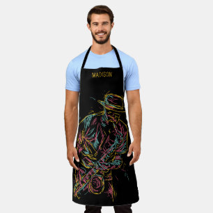 Custom name Colourful Jazz Player apron