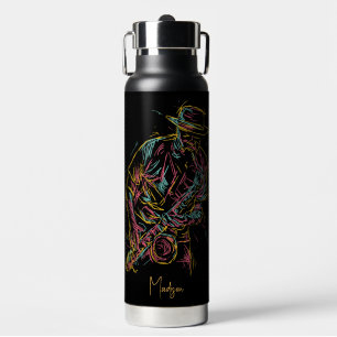 Custom name Colourful Jazz Player Water Bottle
