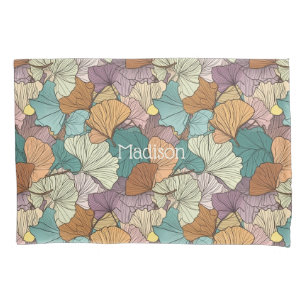 Custom Name Colourful Leaf Pattern Pillowcase