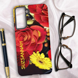 Custom Name Colourful Rose Flower Bouquet Samsung Galaxy Case