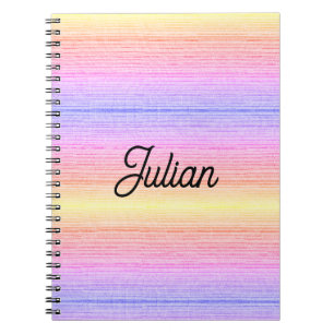 Custom name colourful stripes notebook