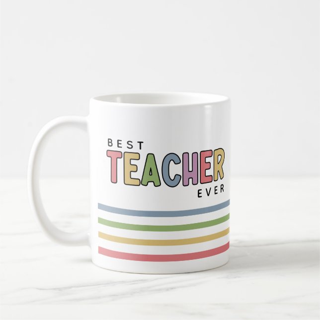 Custom Name Colourful Teacher Appreciation Gifts Coffee Mug (Left)