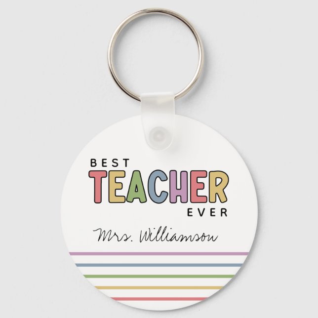 Custom Name Colourful Teacher Appreciation Gifts Key Ring (Front)