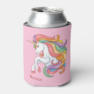 Custom Name Colourful Unicorn Can Cooler