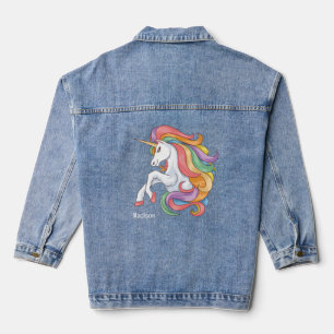 Custom Name Colourful Unicorn Denim Jacket