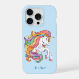 Custom Name Colourful Unicorn iPhone 15 Pro Case