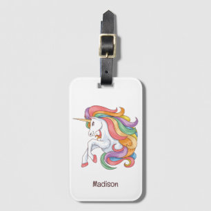 Custom Name Colourful Unicorn Luggage Tag