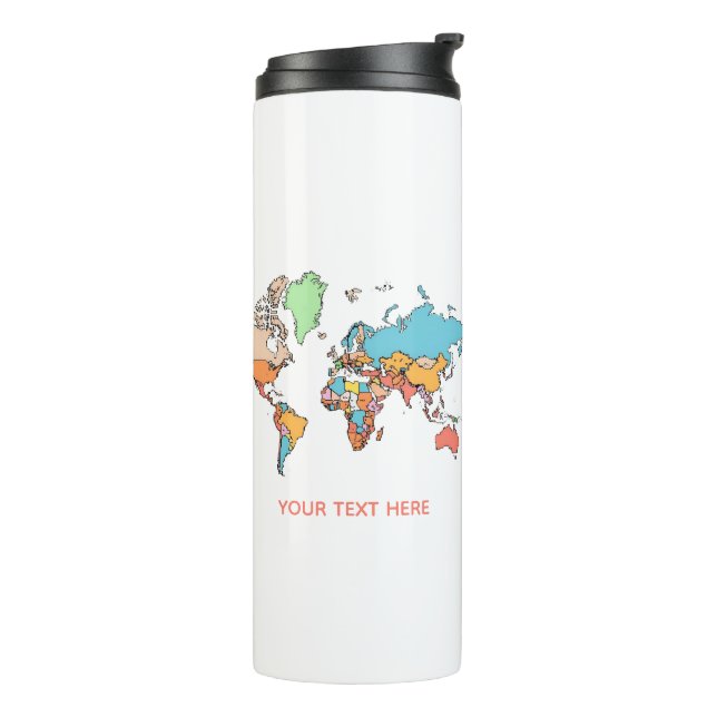 Custom Name Colourful World Map Travel Coffee Mug (Rotated Left)