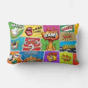 Custom Name Comics Lumbar Cushion