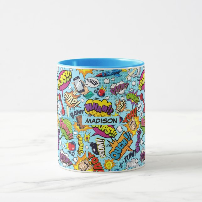 Custom Name Comics Pattern Mug (Center)