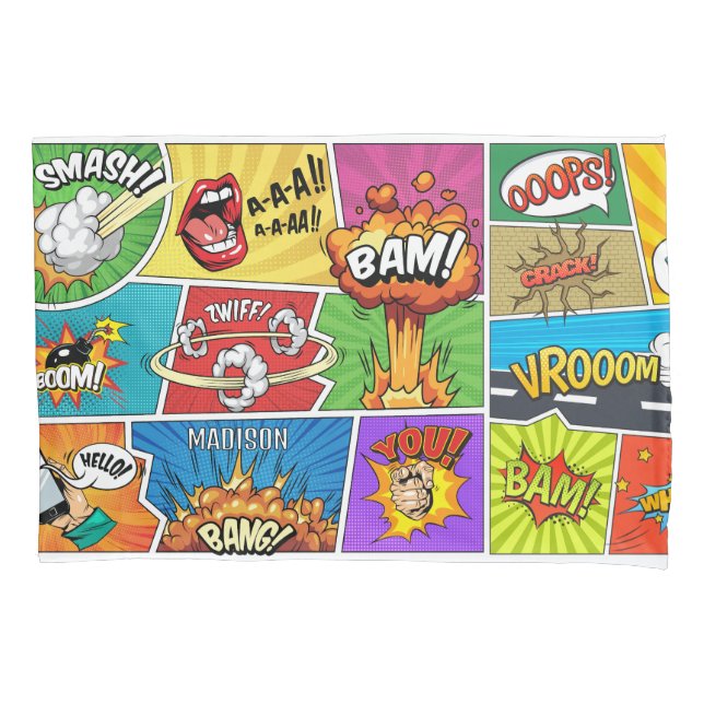 Custom Name Comics Pillowcase (Front)
