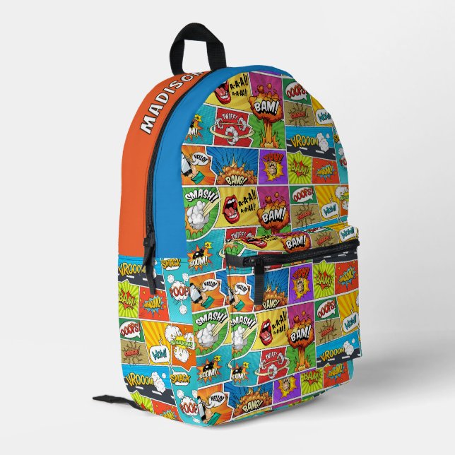 Custom Name Comics Printed Backpack (Back Corner Left)