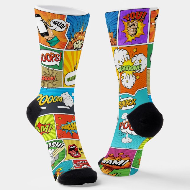 Custom Name Comics Socks (Angled)