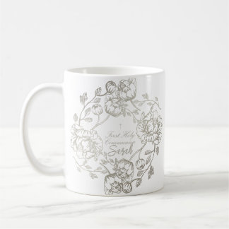 Custom Name Communion Floral Gold  Coffee Mug