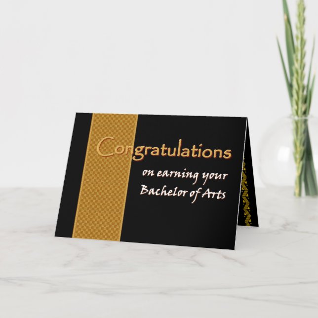 CUSTOM NAME Congratulations - Bachelor of Arts Card (Front)