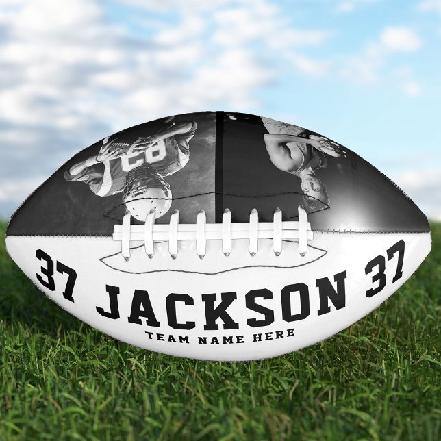 Custom Name Cool 2 Black White Photo Team Number Football (Creator Uploaded)