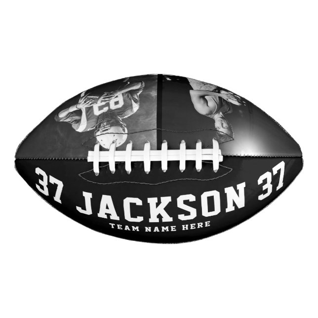 Custom Name Cool 2 Black White Photo Team Number Football (Front)