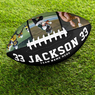 Custom Name Cool Black and White 3 Photo Team Foot Football