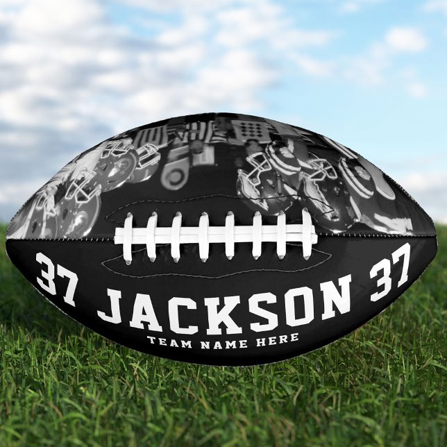 Custom Name Cool Black and White Photo Team Number Football (Creator Uploaded)