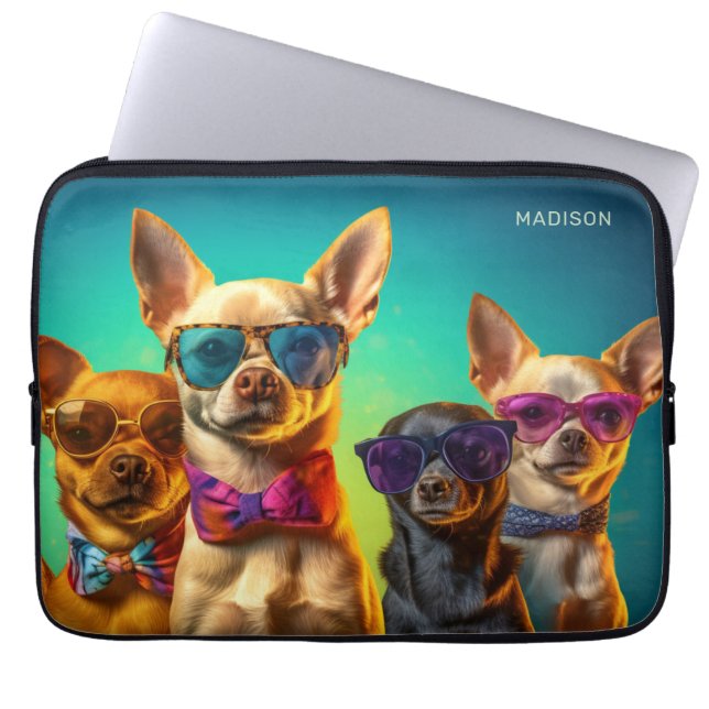Custom Name Cool Dogs Laptop Sleeve (Front)