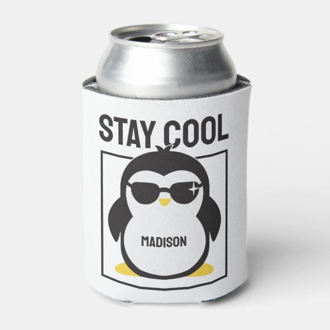 Custom name cool penguin can cooler (Can Front)