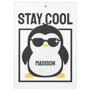 Custom name cool penguin clipboard