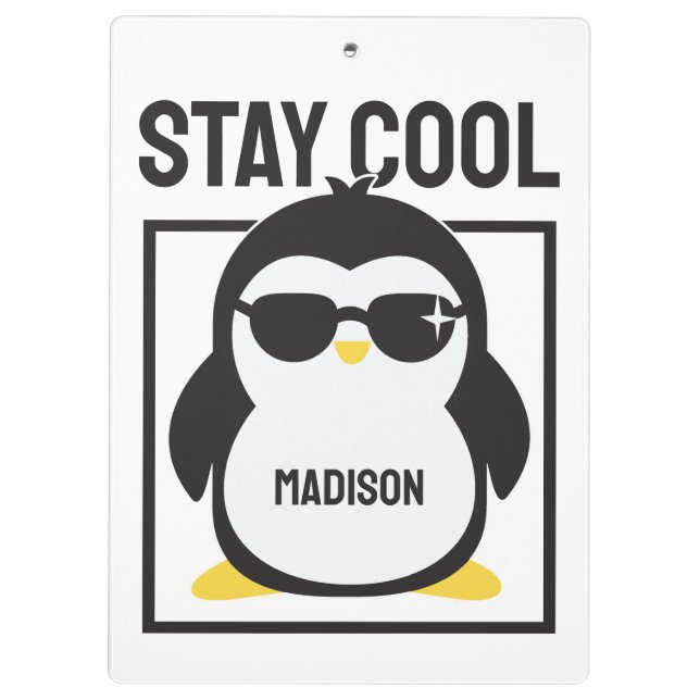 Custom name cool penguin clipboard (Back)
