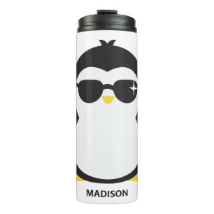 Custom name cool penguin thermal tumbler