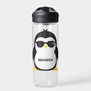 Custom Name Cool Penguin Water Bottle